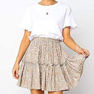 Arjungo Women's Floral Print High Waist with Drawstring Ruffle Flared Boho SKIRT